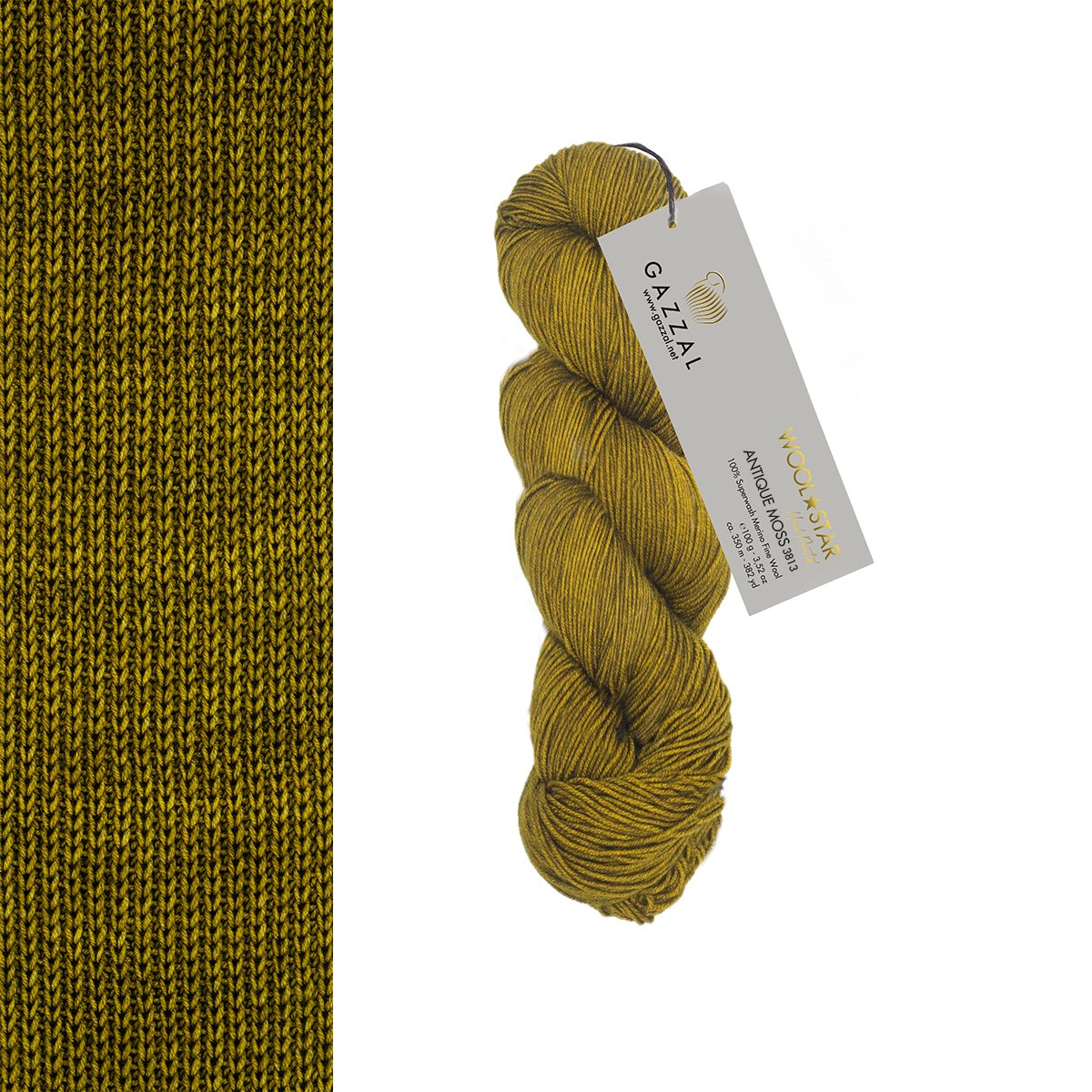 Gazzal WOOL STAR Hand Painted Wool Star: 3813 Antique Moss
