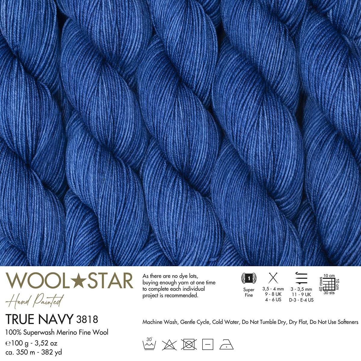 Gazzal WOOL STAR Hand Painted Wool Star: 3818 True Navy