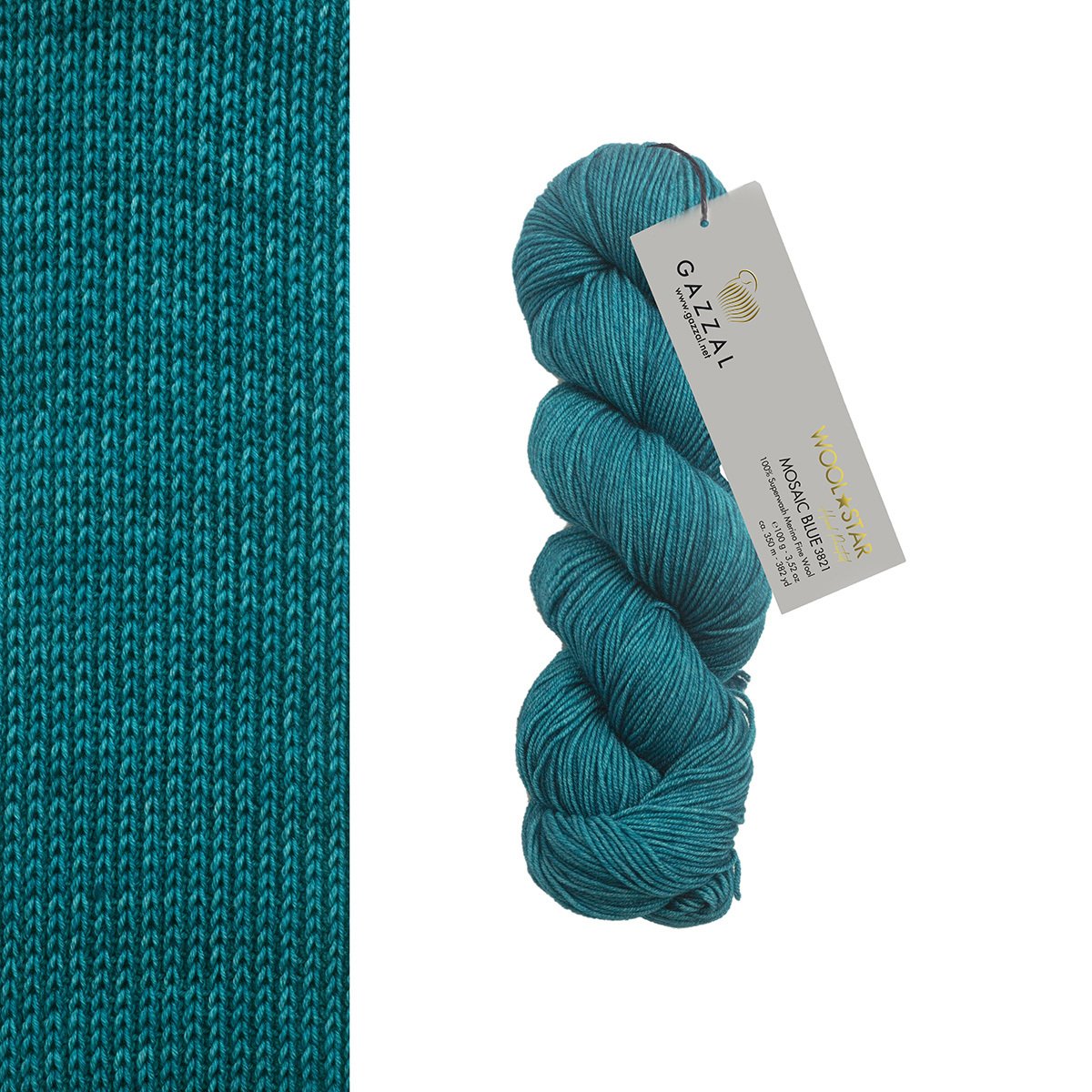Gazzal WOOL STAR Hand Painted Wool Star: 3821 Mosaic Blue