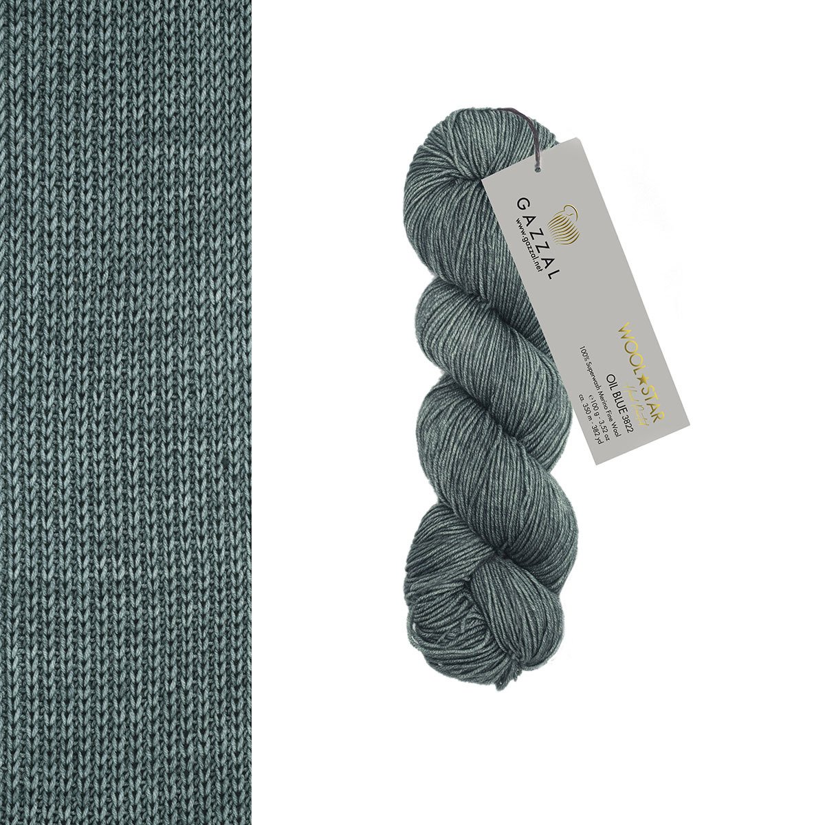 Gazzal WOOL STAR Hand Painted Wool Star: 3822 Oil Blue