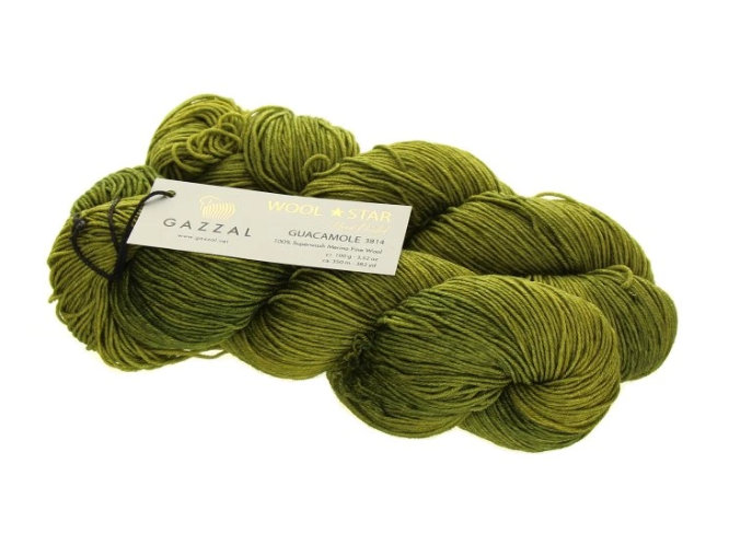 Gazzal WOOL STAR Hand Painted Wool Star: 3814 Guacamole