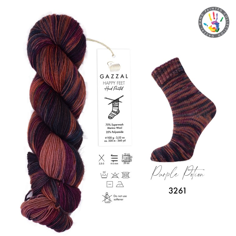 Gazzal HAPPY FEET Hand Painted Happy Feet: 3261_purple_potion