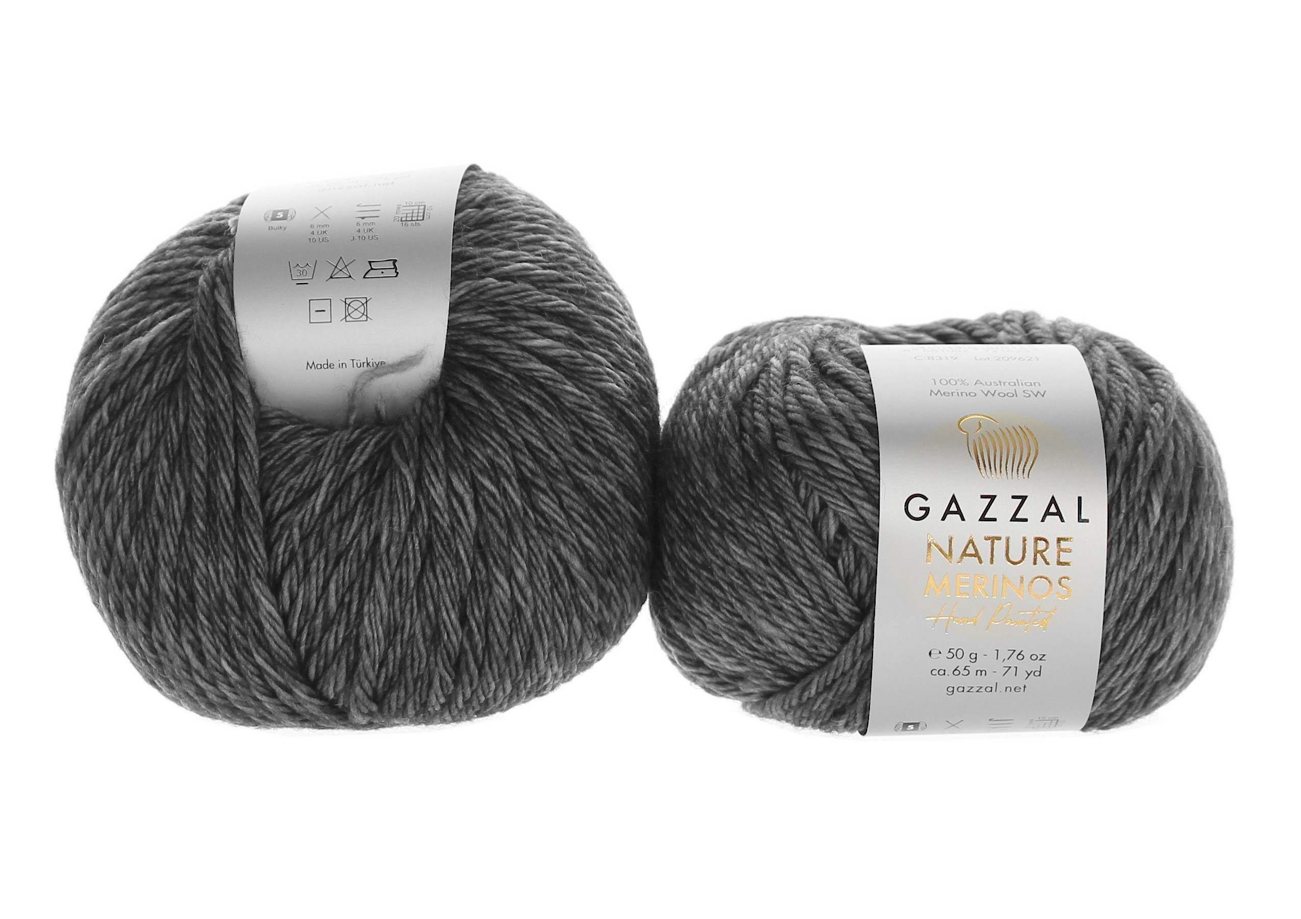 Gazzal Nature & Merinos - Hand Painted Nature Merinos: 8322 tmavě šedá melange