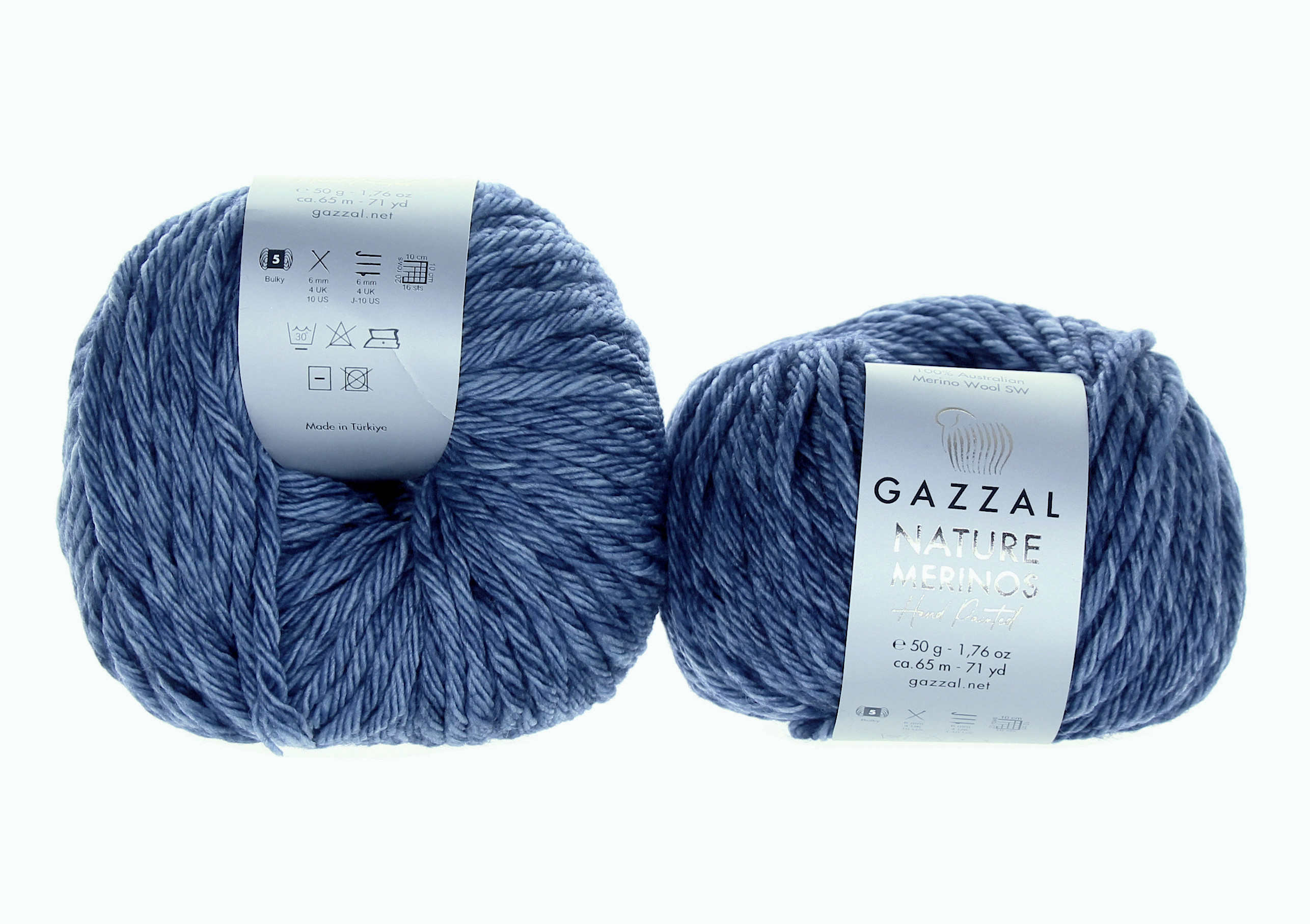 Gazzal Nature & Merinos - Hand Painted Nature Merinos: 8306 džínová modrá