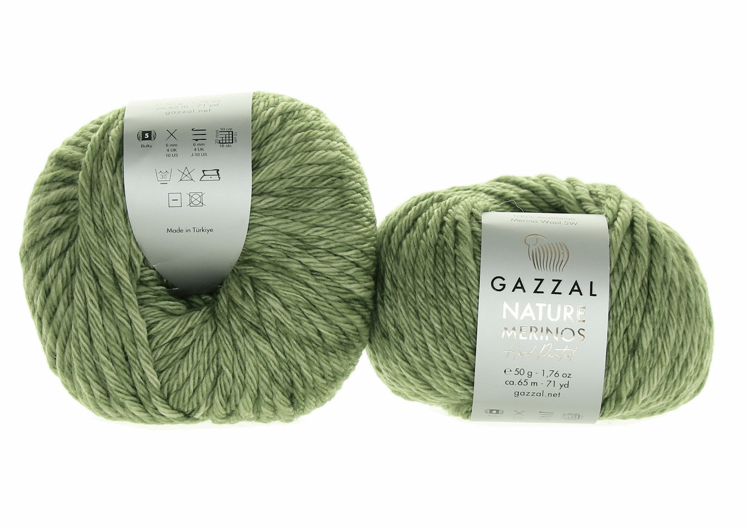 Gazzal Nature & Merinos - Hand Painted Nature Merinos: 8305 zelená