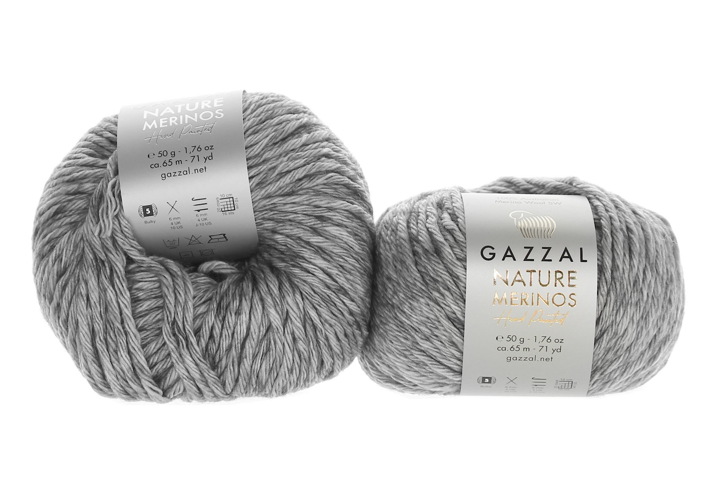 Gazzal Nature & Merinos - Hand Painted Nature Merinos: 8308 šedá