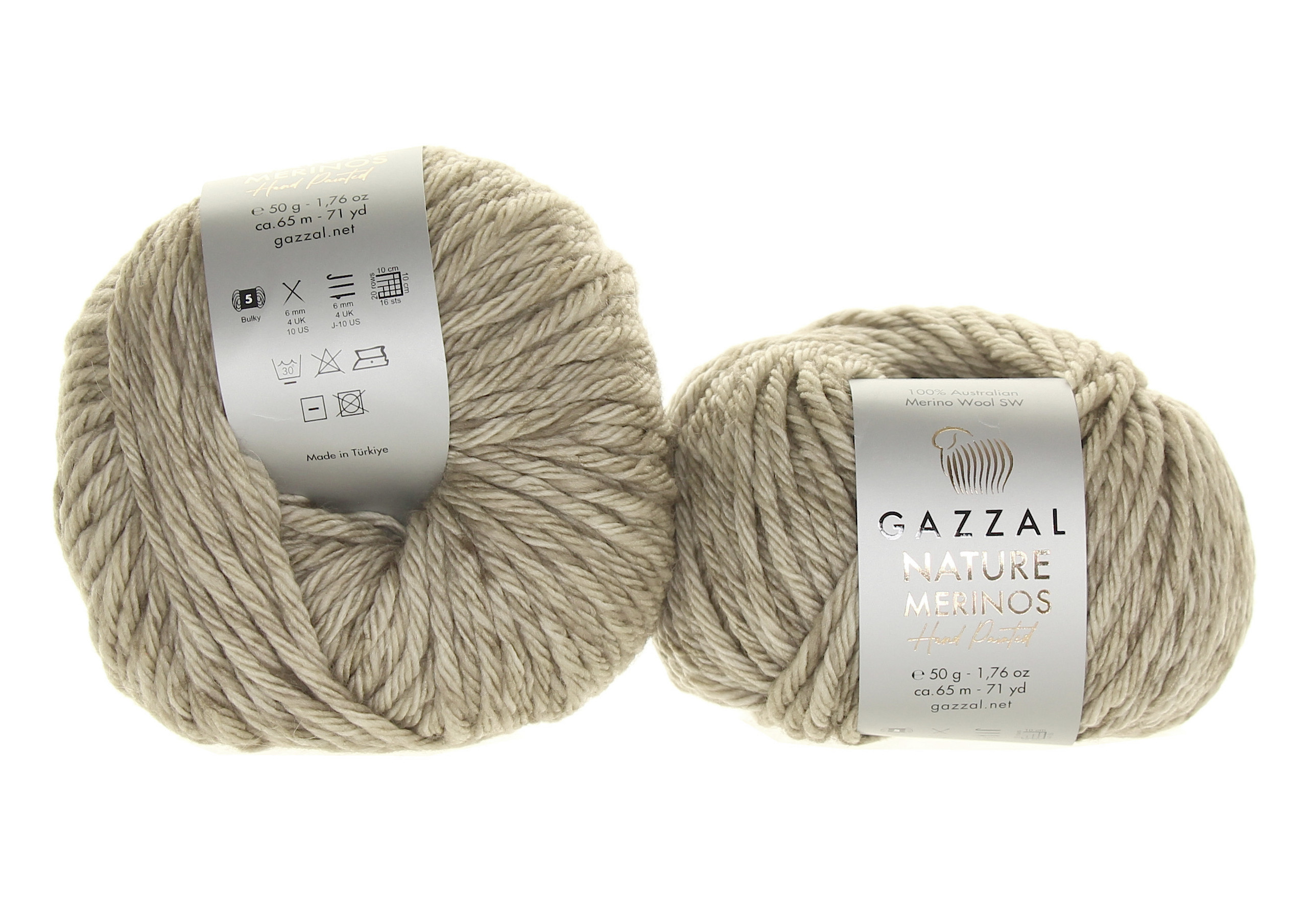 Gazzal Nature & Merinos - Hand Painted Nature Merinos: 8311 khaki béžová