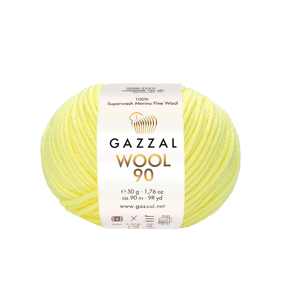 Gazzal WOOL 90 (Gazzal) Wool 90: 3665 světle žlutá
