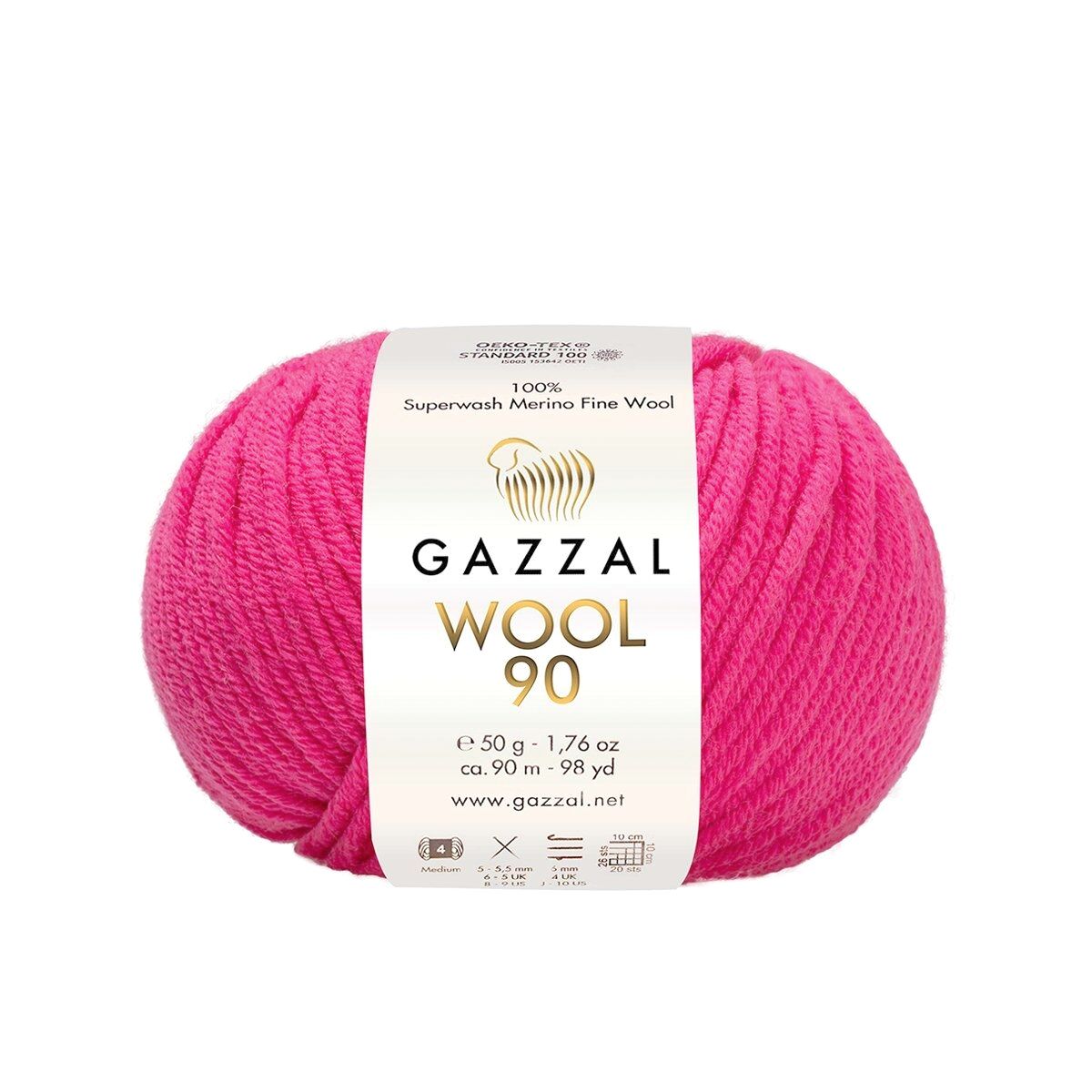 Gazzal WOOL 90 (Gazzal) Wool 90: 3693 neon růžová