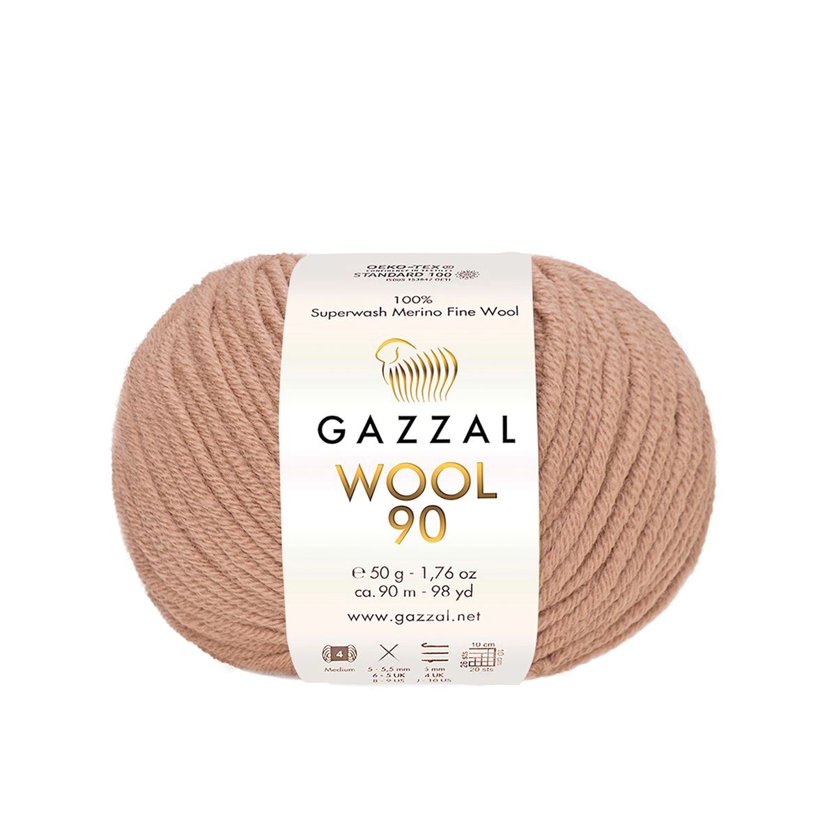 Gazzal WOOL 90 (Gazzal) Wool 90: 3654 světle hnědá
