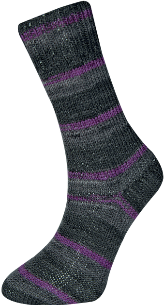 Himalaya Příze Wool socks print - S41-06 černo-šedá fialový proužek
