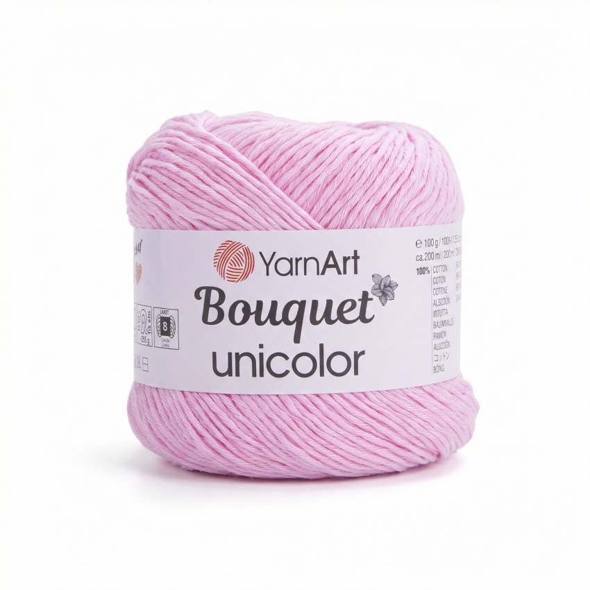 Bavlněná pletací příze Bouquet Unicolor 100 g Varianta: 5 (3211) růžová sv., Balení: 1 ks
