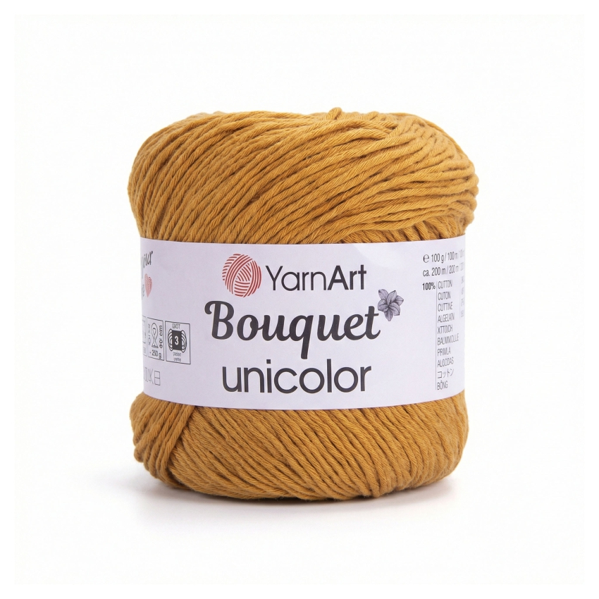 Bavlněná pletací příze Bouquet Unicolor 100 g Varianta: 4 (3208) hořčicová tmavá, Balení: 1 ks