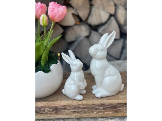 Porcelánový zajíc bílý (2 velikosti)