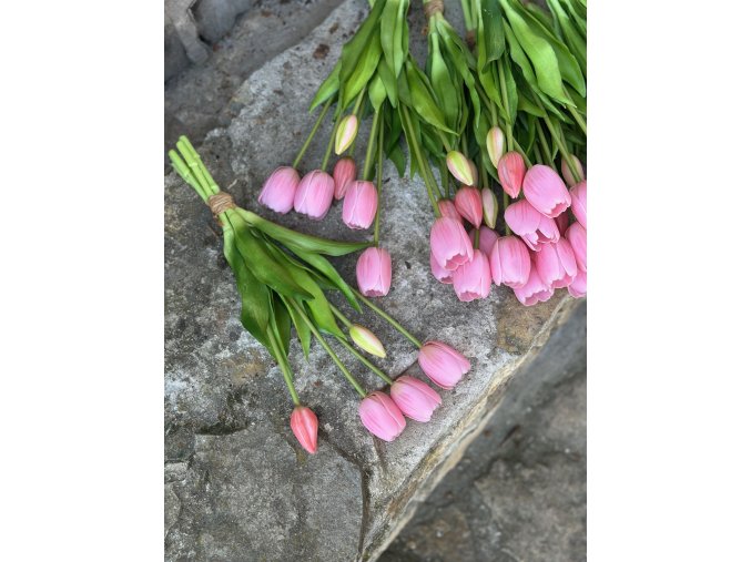 Svazek růžových tulipánů - 40 cm