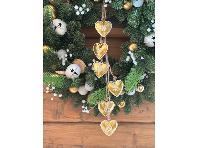 Závěs plechových srdíček (6 ks)