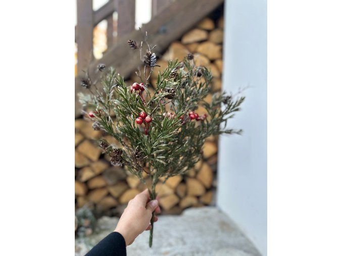 Zimní kytice - červené bobulky