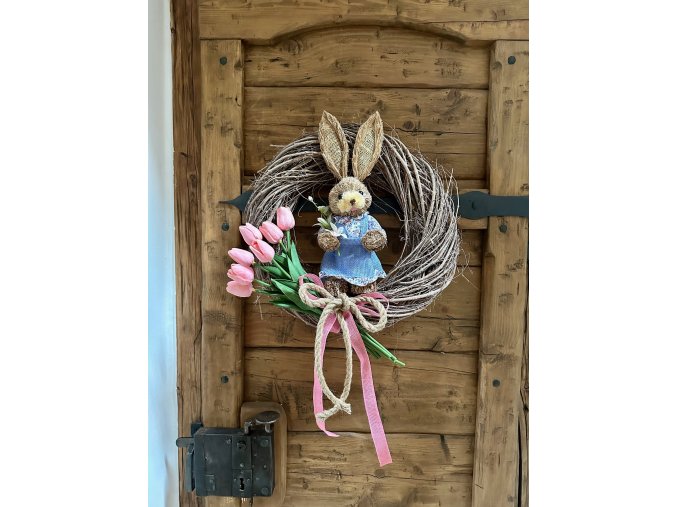 Jarní věnec 40 cm - růž. tulipány