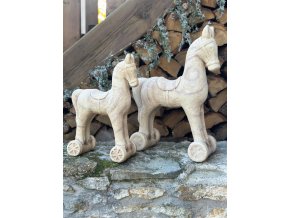 Luxusní keramický kůň v dekoru dřeva (2 velikosti)