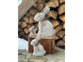 Zajíc dekor dřevo s patinou (3 vel.)