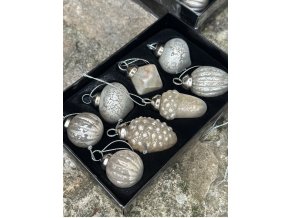 Skleněné ozdoby antik vzhled - sada 8 ks