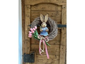 Jarní věnec 40 cm - růž. tulipány