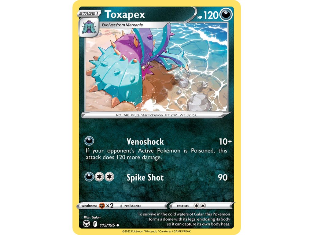 115/195 Toxapex (Silver Tempest) (varianta reverse holo)