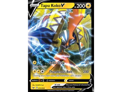 072/202 Tapu Koko V (Sword & Shield Base) (varianta holo)