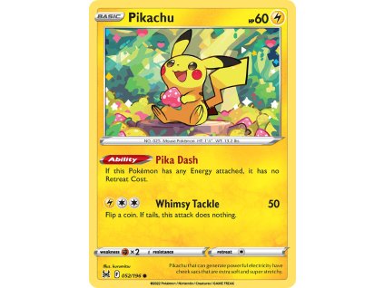052/196 Pikachu (Lost Origin) (varianta reverse holo)