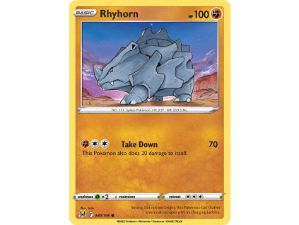 089/196 Rhyhorn (Lost Origin) (varianta reverse holo)