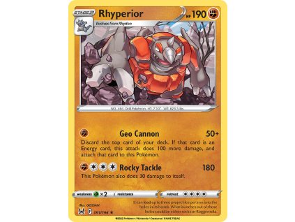 091/196 Rhyperior (Lost Origin) (varianta reverse holo)