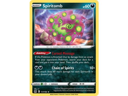 117/196 Spiritomb (Lost Origin) (varianta reverse holo)