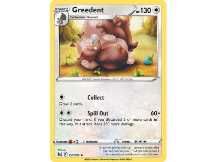 151/196 Greedent (Lost Origin) (varianta reverse holo)