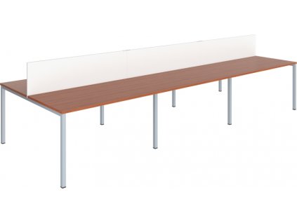 Sestava pracovních stolů GEO Klasik, 6 míst s paravánem, 364 x 162 x 113 cm