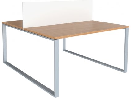 Sestava pracovních stolů GEO Effect, dvoumístná se středovým paravánem, 80 x 162 x 75 cm
