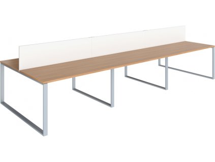 Sestava pracovních stolů GEO Effect, šestimístná se středovým paravánem, 544 x 162 x 75 cm