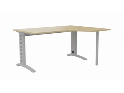Pracovní stůl GEO Trend, ergonomický s kabelovým kanálem a podpěrnou nohou, 160 x 80/120 x 75 cm, pravý
