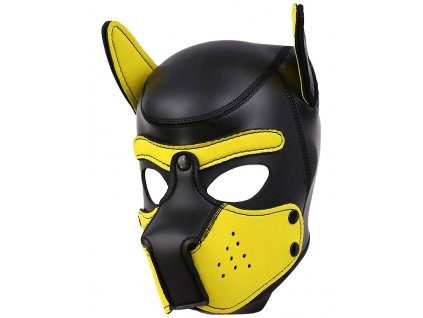 SM 625 maske hund dog petplay ohren latex neopren yellow