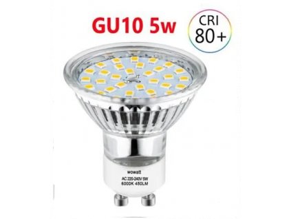 Wowatt GU10 lampa 5W LED bodová žárovka, studená bílá 6000K