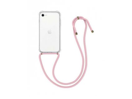 Zadní kryt pro iPhone 7, 8, SE 2020 s růžovou šňůrkou, průhledný