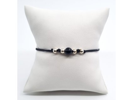 náramek 0,58 1,25 Onyx 6mm, kul 4mm Ag2 1