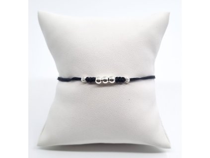 náramek 0,44 0,76 Ag kul hlad 4mm, vroub 3mm černá šn Ag9 1
