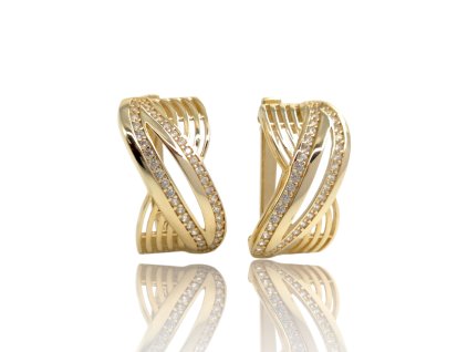 Zlaté náušnice se zirkony, 5,40 g, Au 585