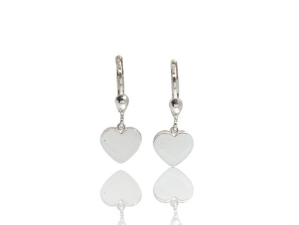 Náušnice visací - srdíčka, 2,28 g, bílé Au 585