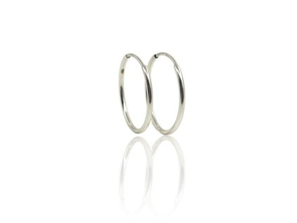Náušnice kruhy 22 mm, 1,44 g, bílé Au 585