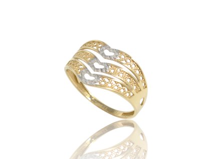 Zlatý prsten se srdíčky, v. 60, 1,84 g, Au 585