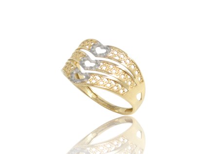 Zlatý prsten se srdíčky, v. 55, 1,65 g, Au 585