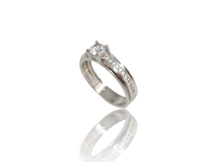 Prsten se zirkony, v. 53, 2,94 g, bílé Au 585