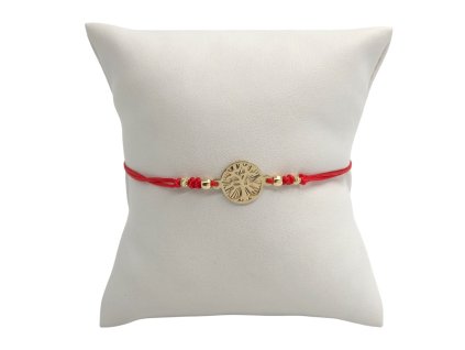 Náramek - strom života a kuličky, červená šňůrka 1,23 g, Au 585 0,92 g