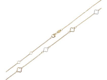 Náhrdelník se čtyřlístky, 47 cm, 2,09 g, Au 585